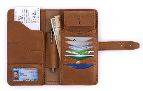 Dave's Deals Big Leather Wallet - Old Design - Tobacco