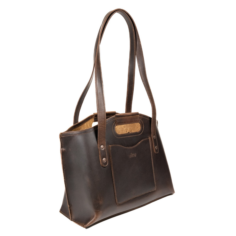 Dave's Deals Urban Leather Tote - Dark Coffee Brown