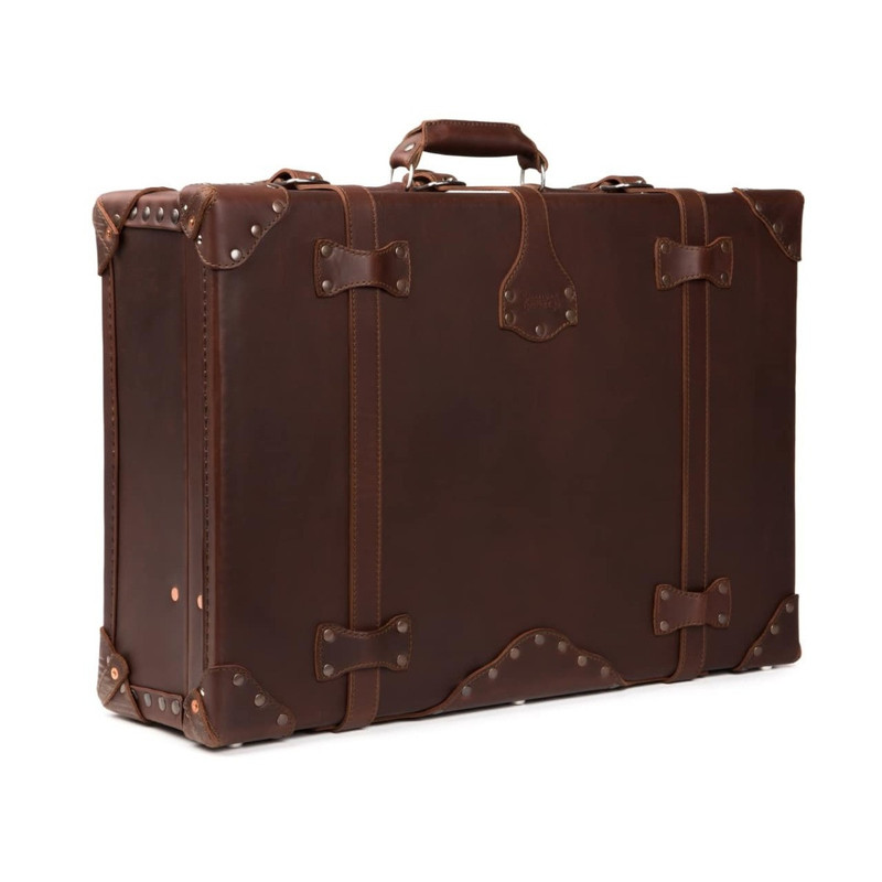 High quality red brown full grain Dave's Deal Leather Suitcase - Chestnut front view - Saddleback Leather