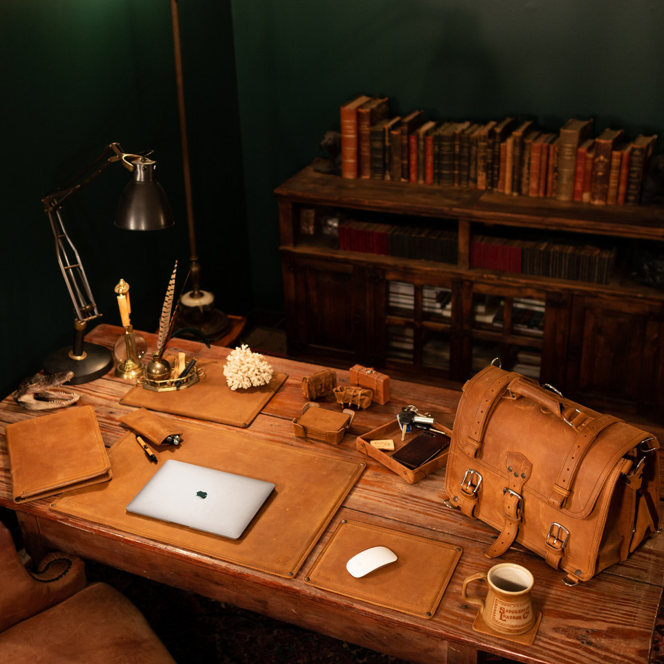 Leather Desk Pad Real Genuine Full Grain Blotter Saddleback Leather