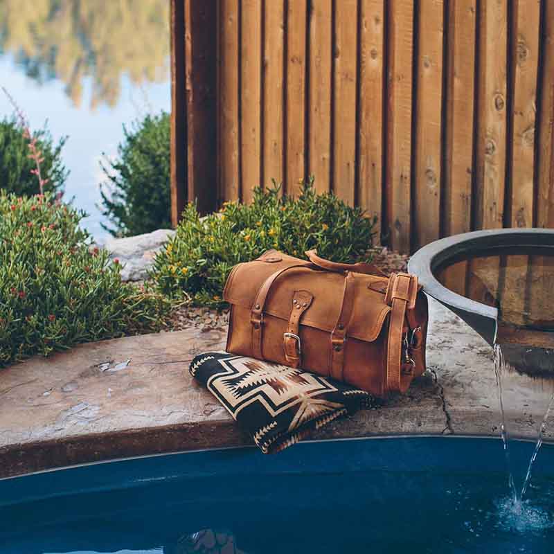 Deep Pocket Leather Duffle Bag