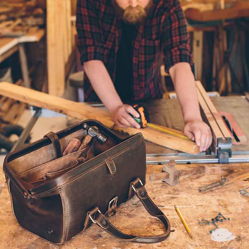 large leather tool bag