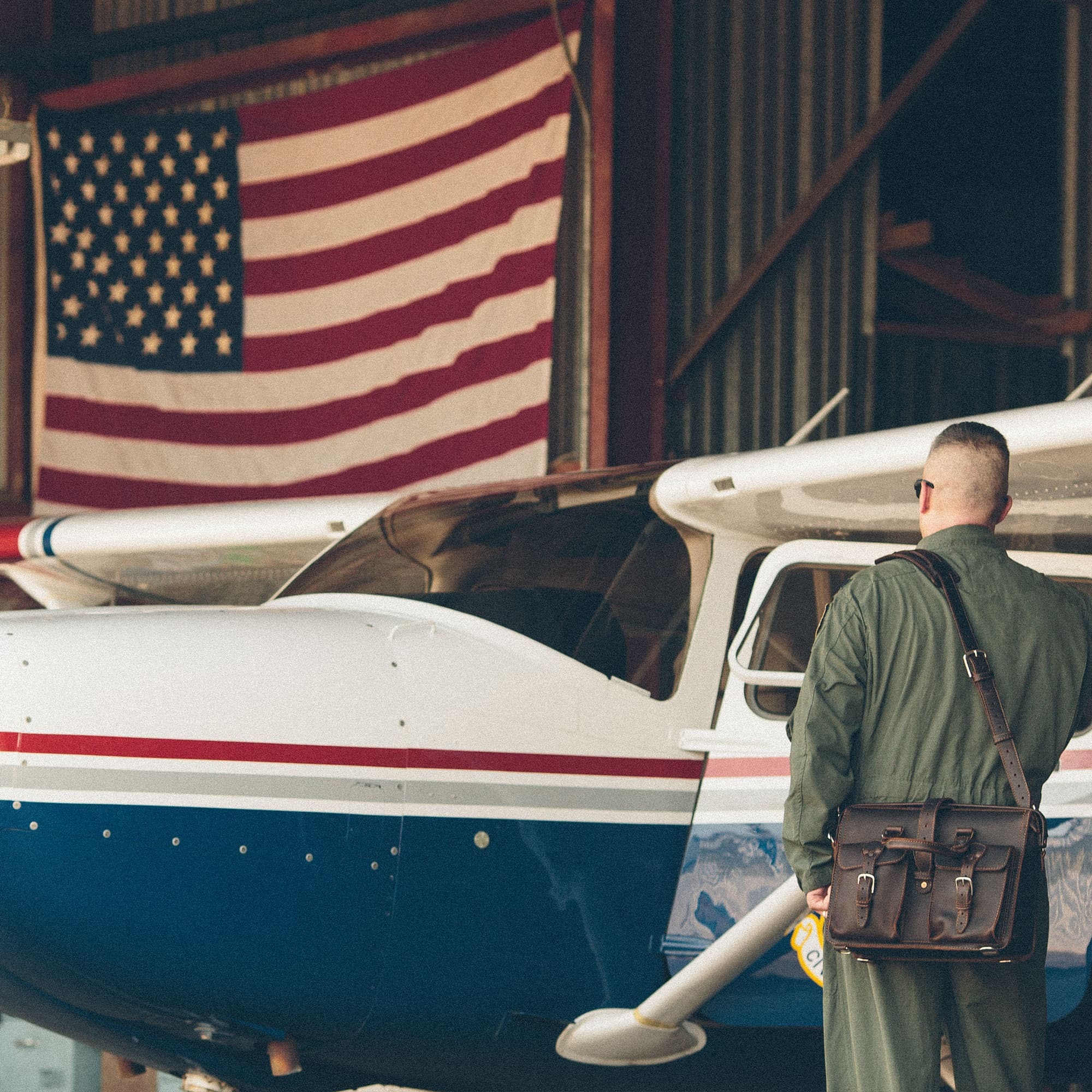 Leather briefcase for pilots.