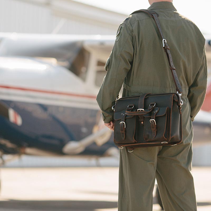 flight bag leather briefcase