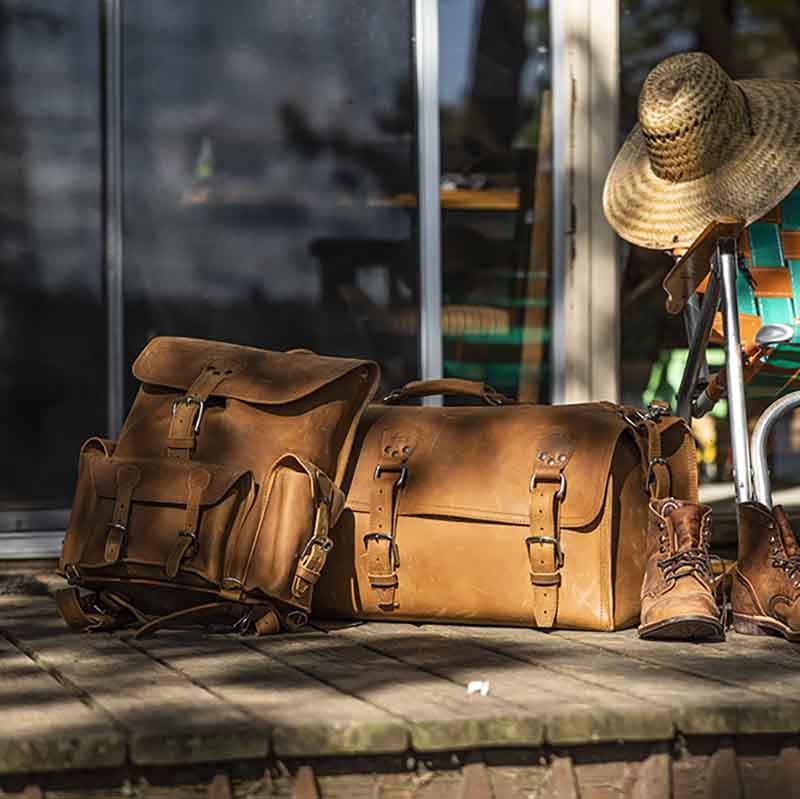 Front Pocket Leather Backpack