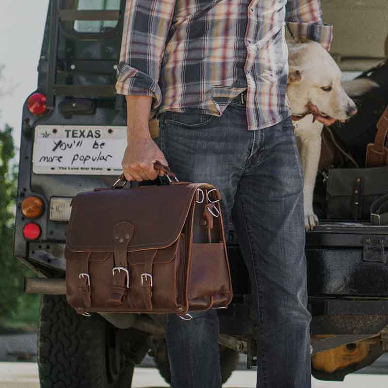 Front Pocket Leather Briefcase