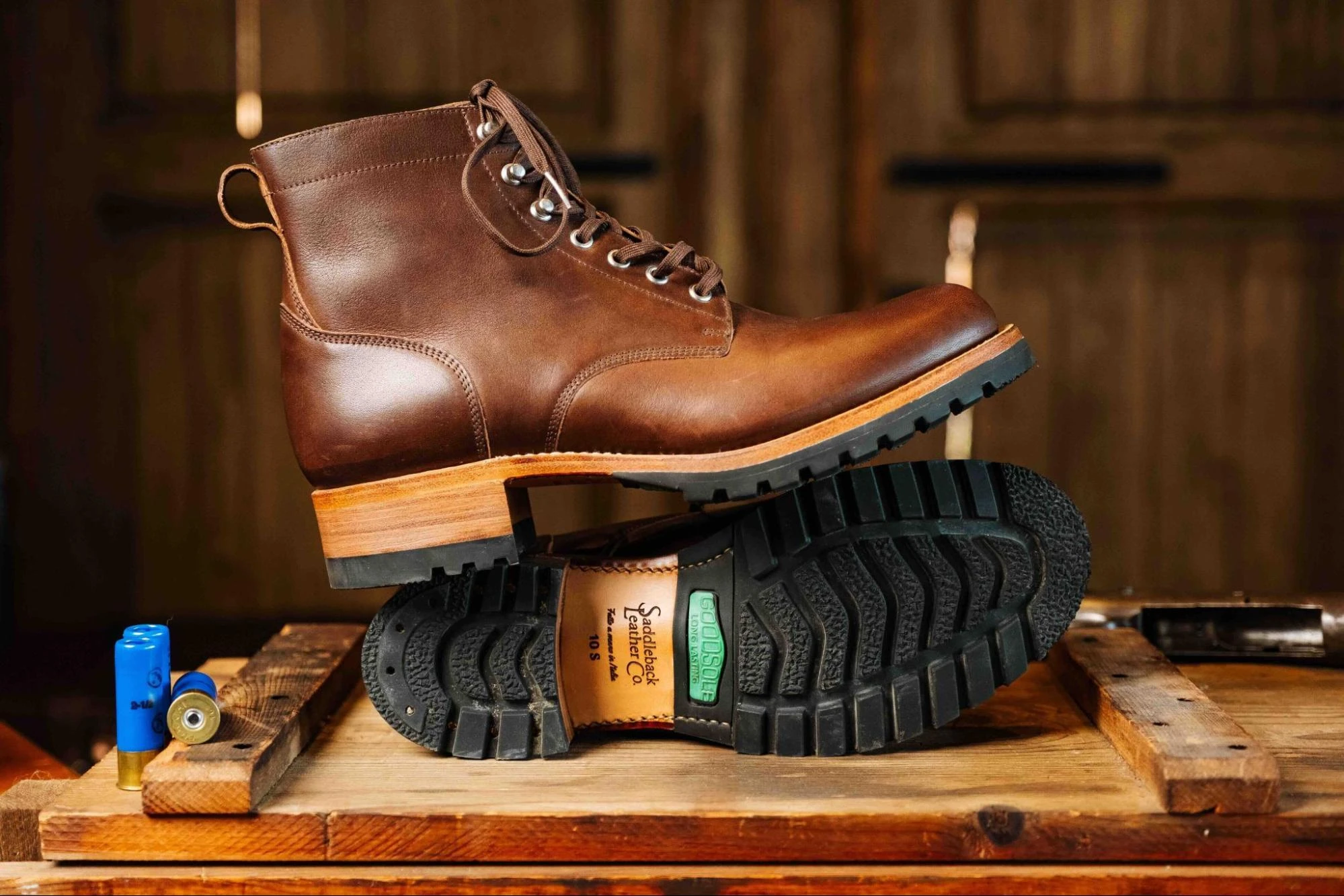Huntsman Boot in Dark Coffee Brown showing the Good Sole tread