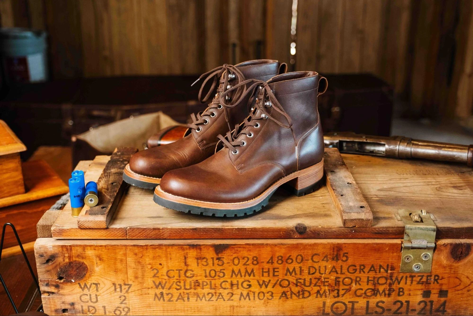 Pair of Dark Coffee Brown Huntsman Boots side by side