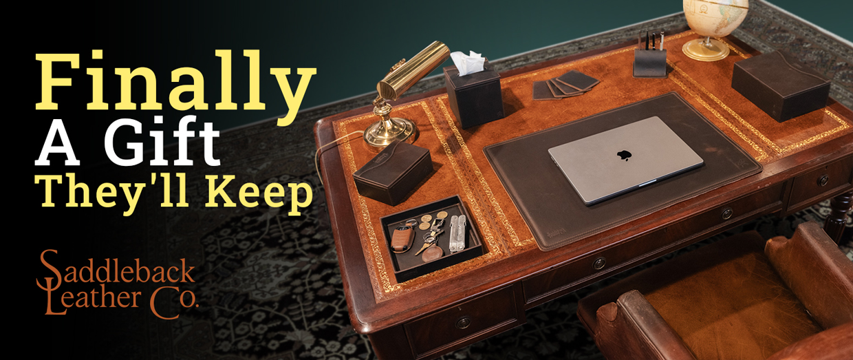 Finally, a gift they&rsquo;ll keep &mdash; full-grain leather corporate gifts from Saddleback Leather Co.