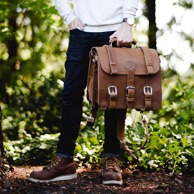 leather briefcase with detachable straps