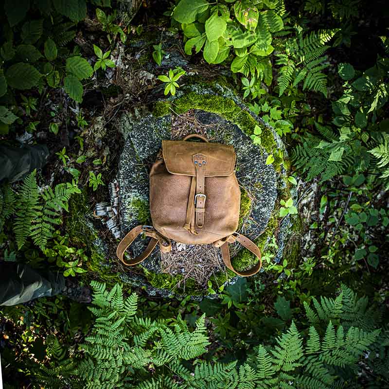 12 Tumbled Leather Drawstring Backpack