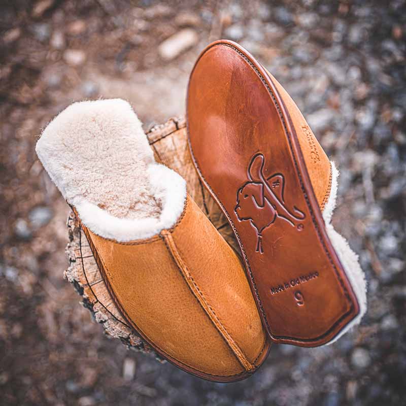 Sheepskin and Leather Slippers for Women