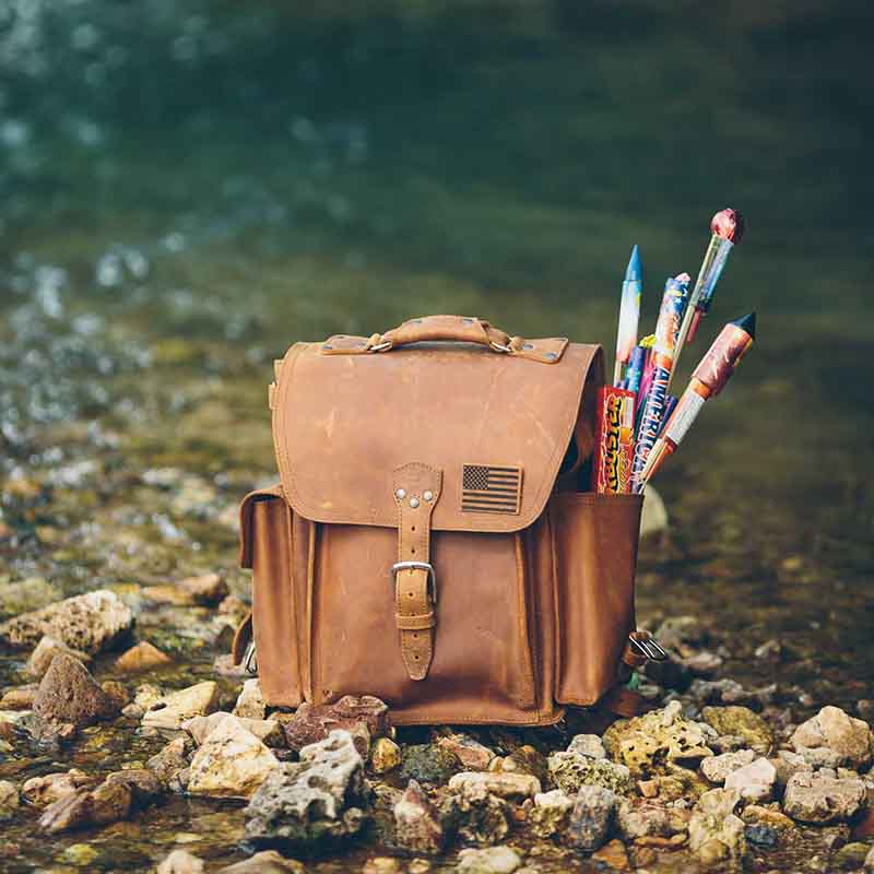 Milk Coffee Brown Backpack in Leather Unisex Simple Backpack