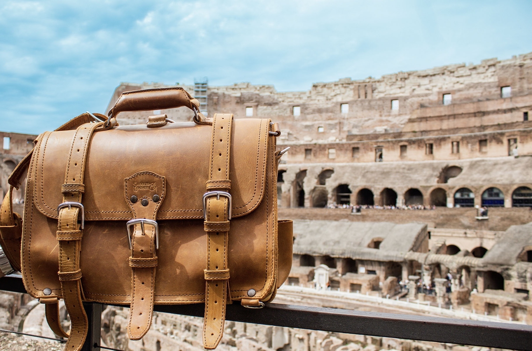 Full grain leather briefcase by Saddleback Leather.