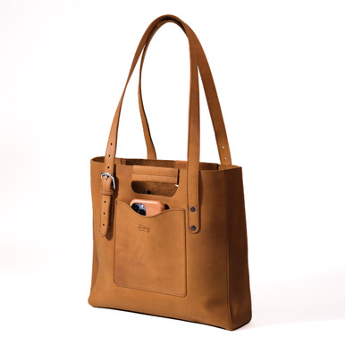 Leather Tote Bag: Yellow & Brown Handmade Full Grain Leather 