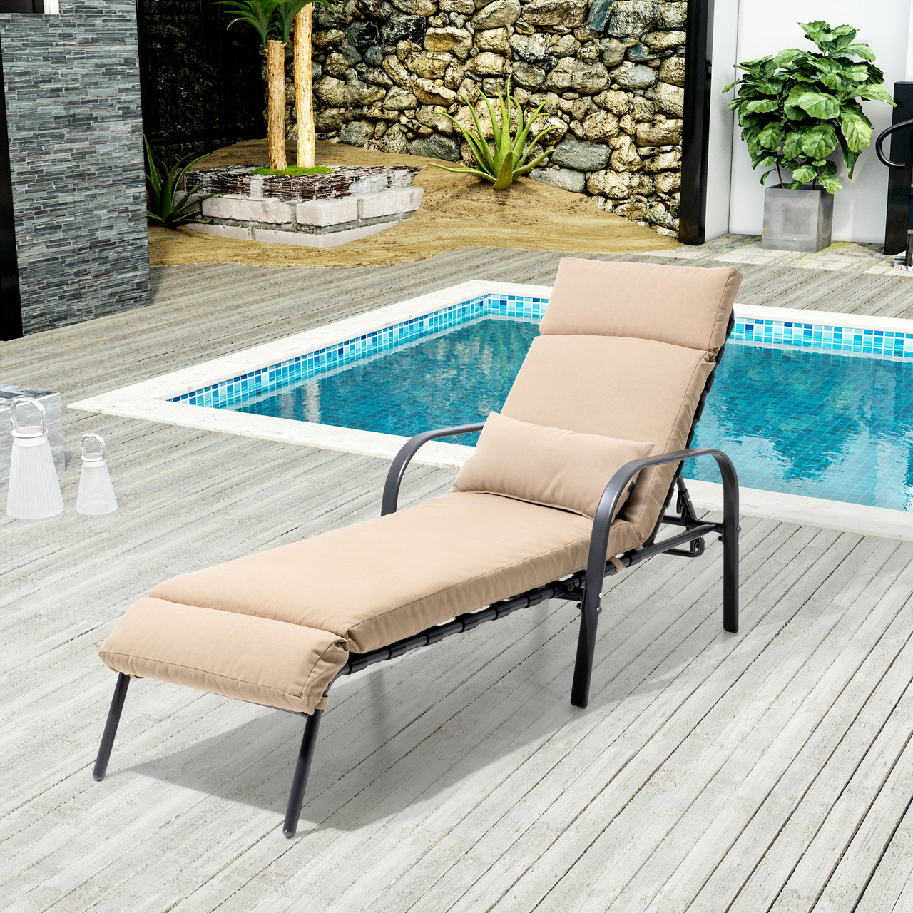 Dropship Patio Recliner Chair With Cushions,Outdoor Adjustable