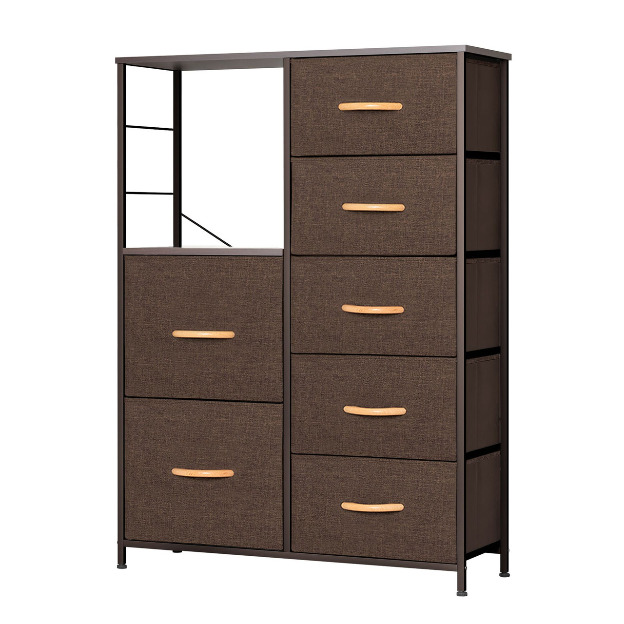 7 Drawers Dresser, Vertical Storage Tower with Shelves, Fabric Bins,  Versatile Cabinet, Organizer Unit