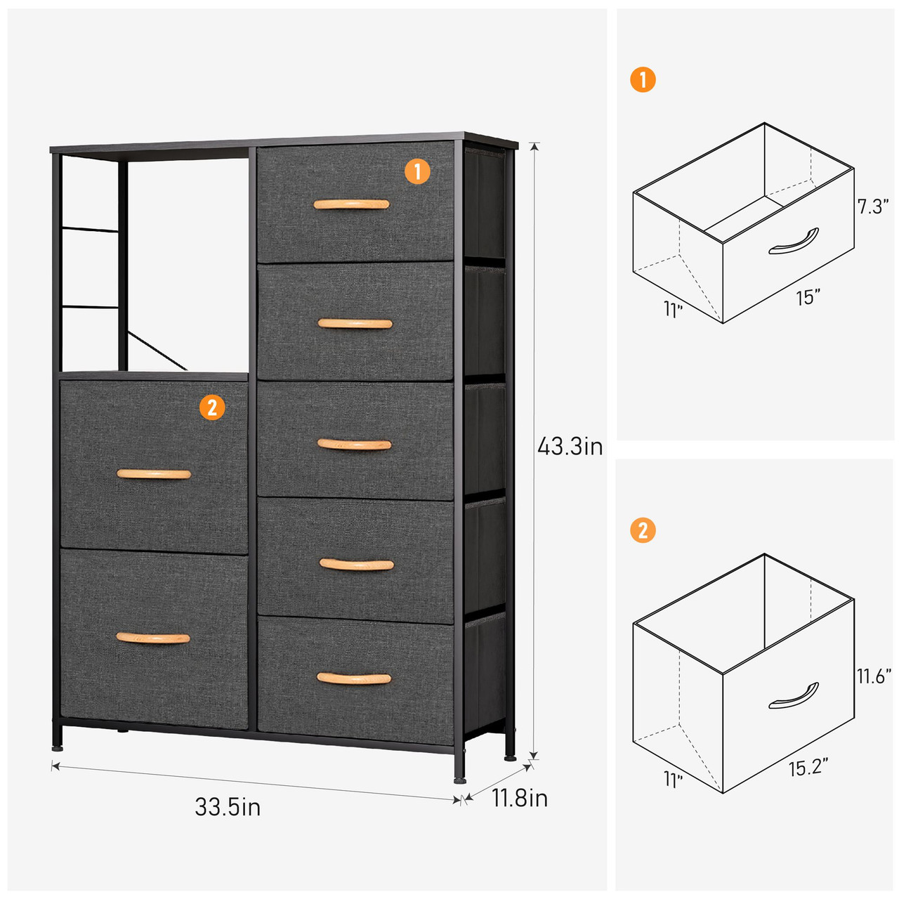 Dresser Storage Tower with 7 Drawers Organizer Unit - Brown — Waytrim