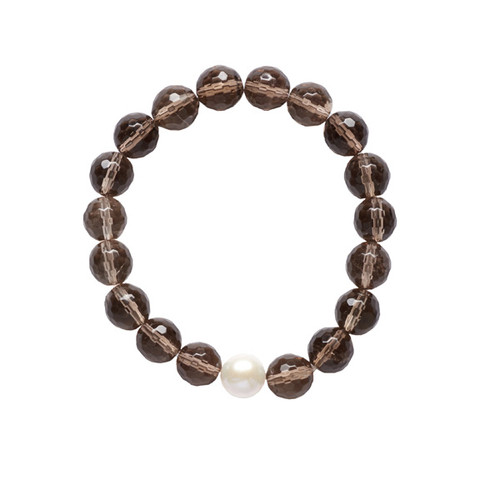 White pearl and smoky quartz bracelet