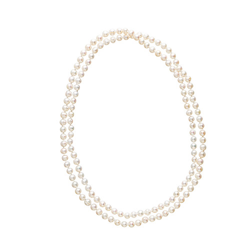 Doubled Rope Necklace of Natural White Baroque Pearls SKU N003