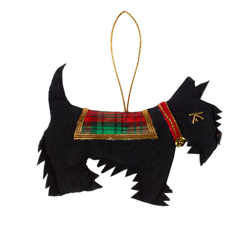 Scottie dog fabric beaded decoration