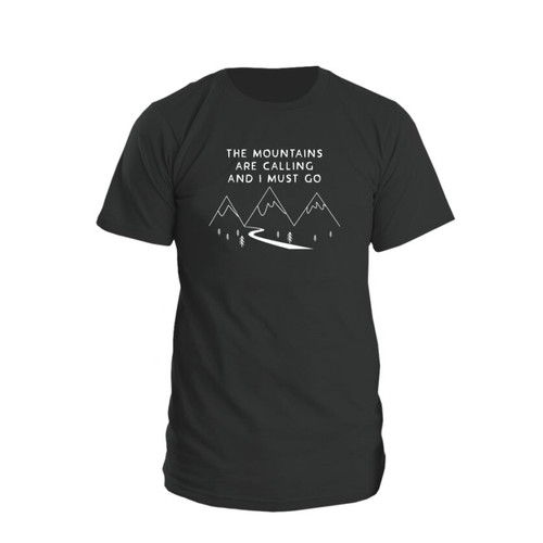 The mountains are calling extra-large cotton black t-shirt