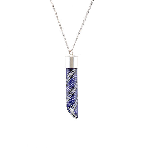 Blue, white and black glass pendant necklace 