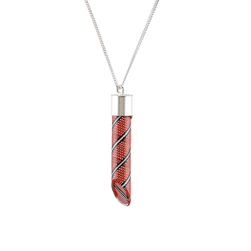 Red, white, and black glass pendant necklace 