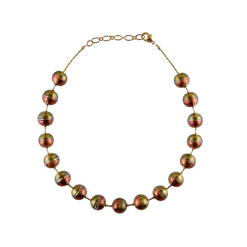 Murano glass two tone bead necklace