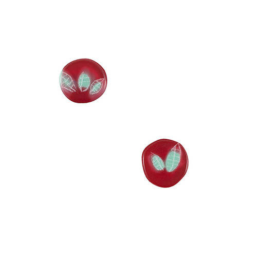  Red and blue garden resin stud earrings 