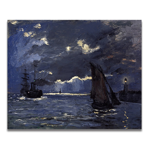 A Seascape, Shipping by Moonlight by Claude Monet (60 cm) stretched canvas