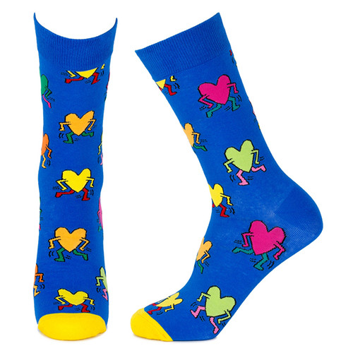 Untitled (heart) by Keith Haring blue socks (size s/m)