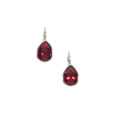 Teardrop red ruby crystal earrings
