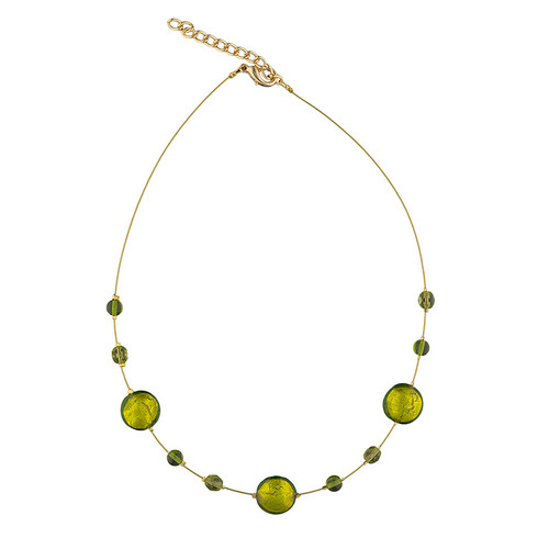 Murano glass dark green smartie necklace