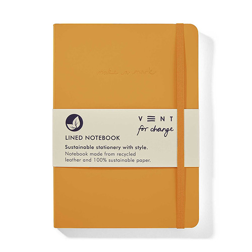 Recycled yellow leather Make a Mark A5 notebook