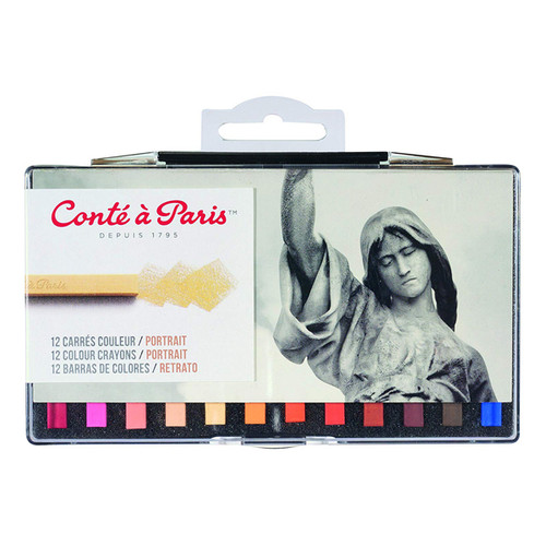 Pack of twelve portrait colour carre crayons by Conté à Paris