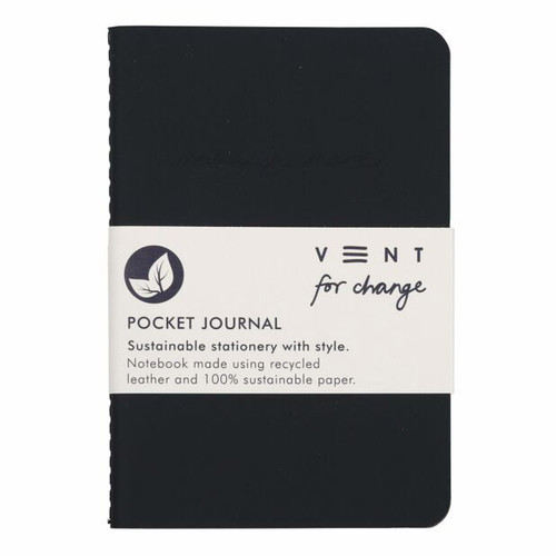 Recycled black leather Make a Mark A6 pocket notebook