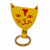 Cat head yellow leather key fob