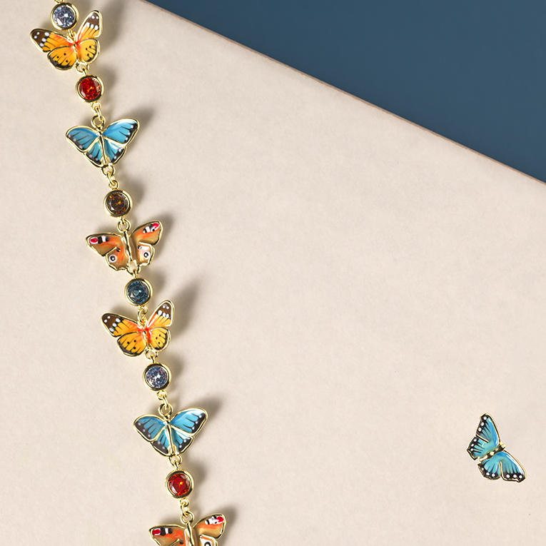 Butterfly bracelet and earrings by Bill Skinner