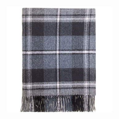 100% pure lambswool MacRae Hunting Grey tartan blanket