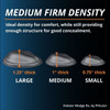 The PHLster holster Wedge Rx has medium foam density to improve grip tuck and rotation. This images shows the thickness of each wedge.