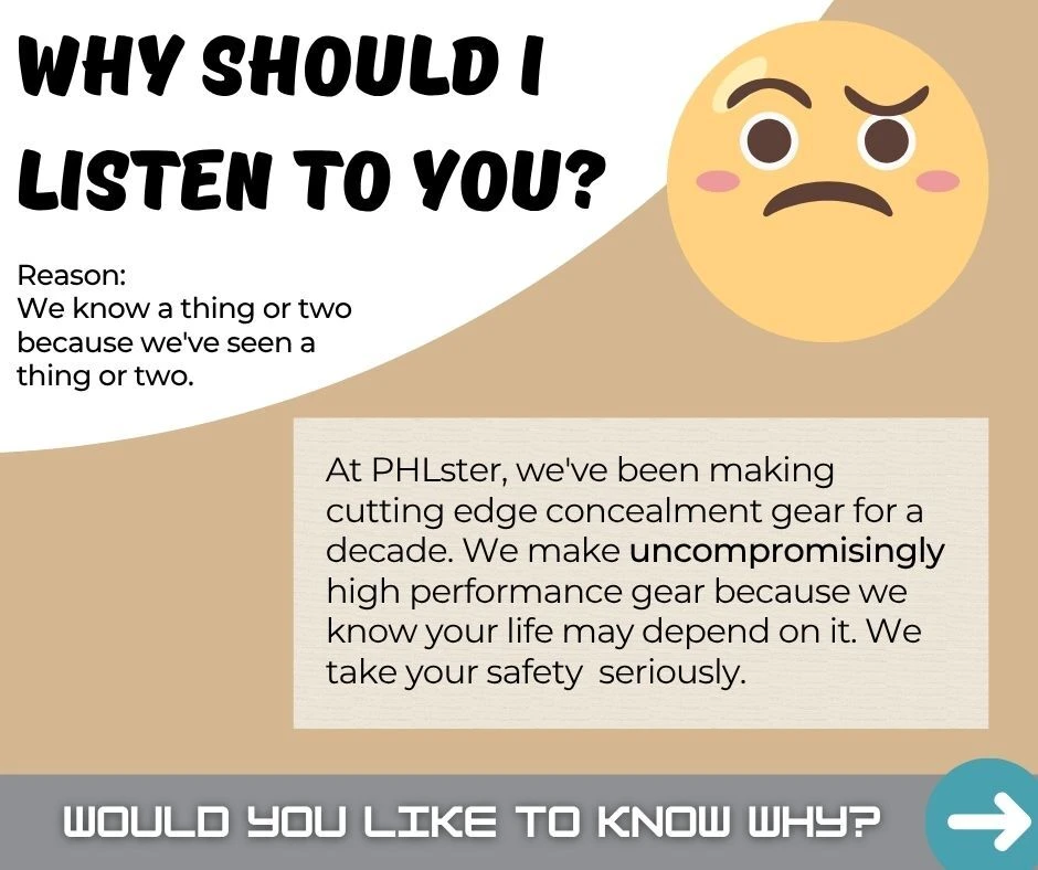 Infographic with background info about PHLster's years of experience making high performance gear.