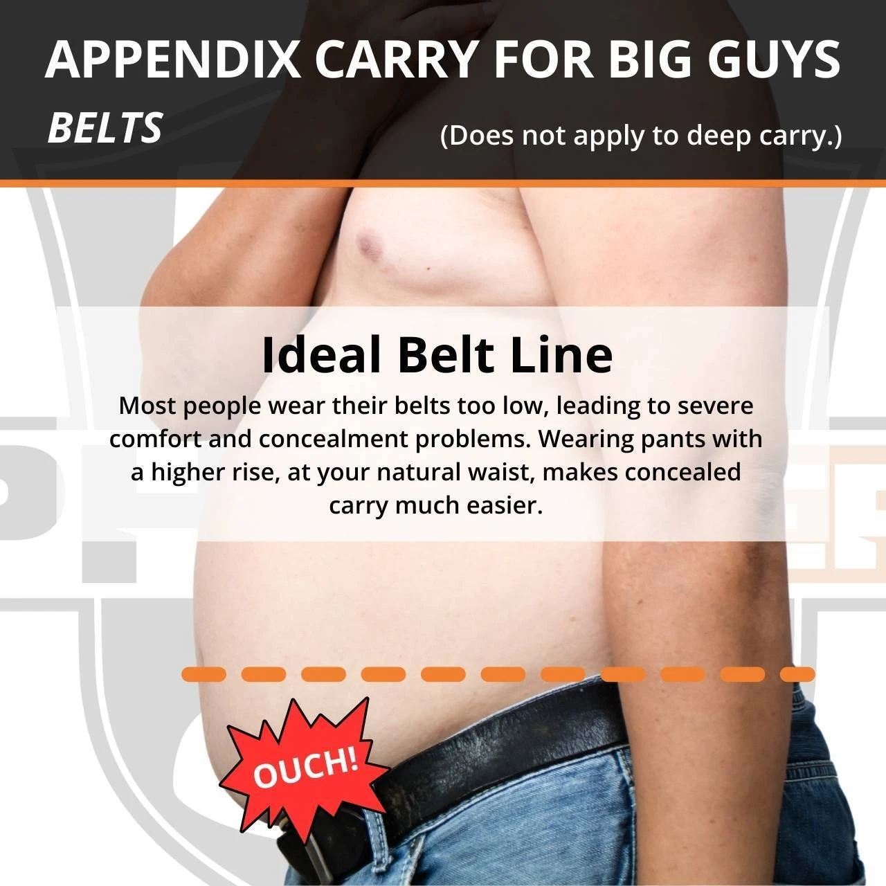 Photo of the ideal belt line for concealed carry.