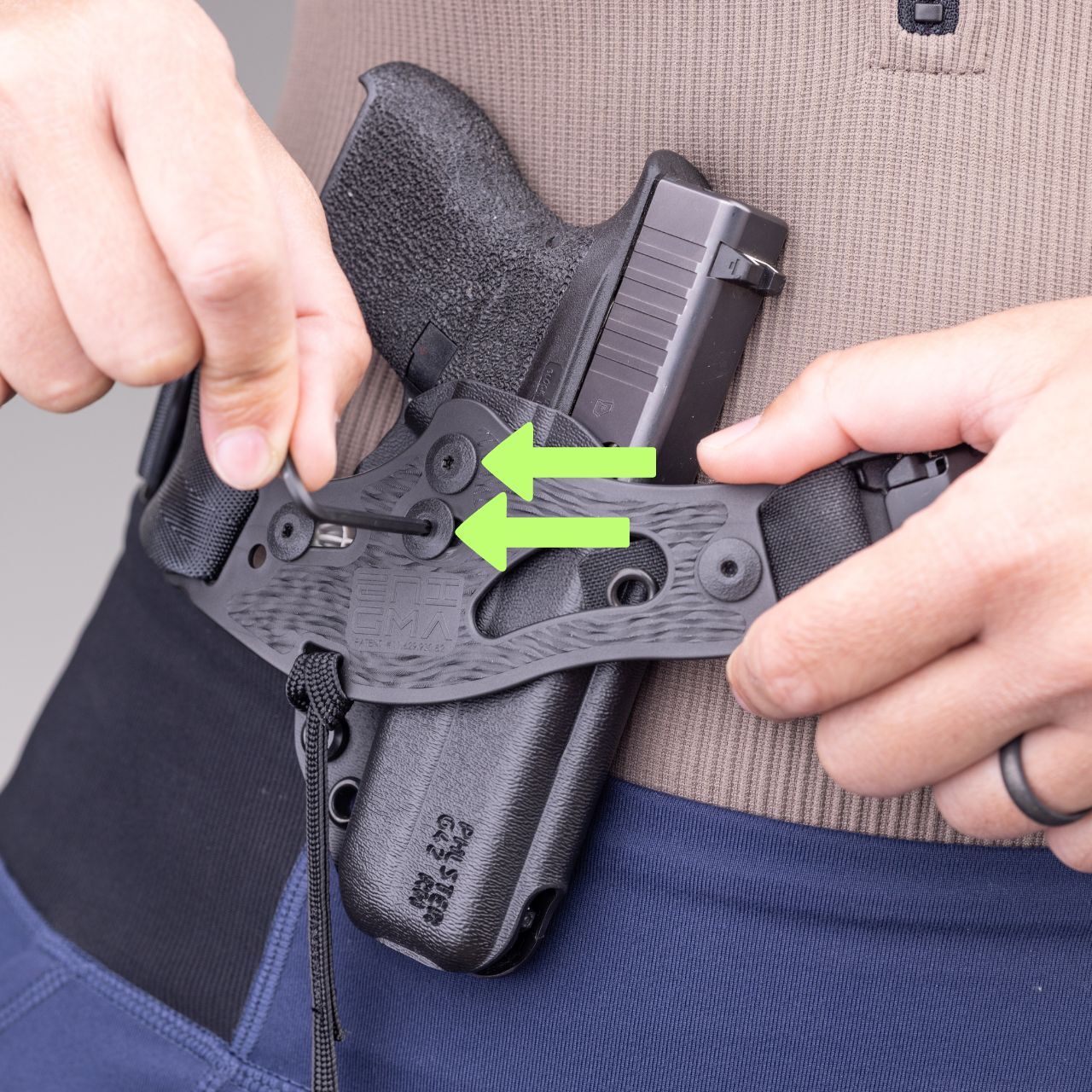 Holster adjustment screws.