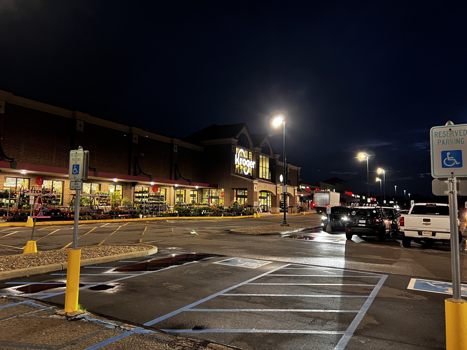 Nighttime parking lot of a big box store