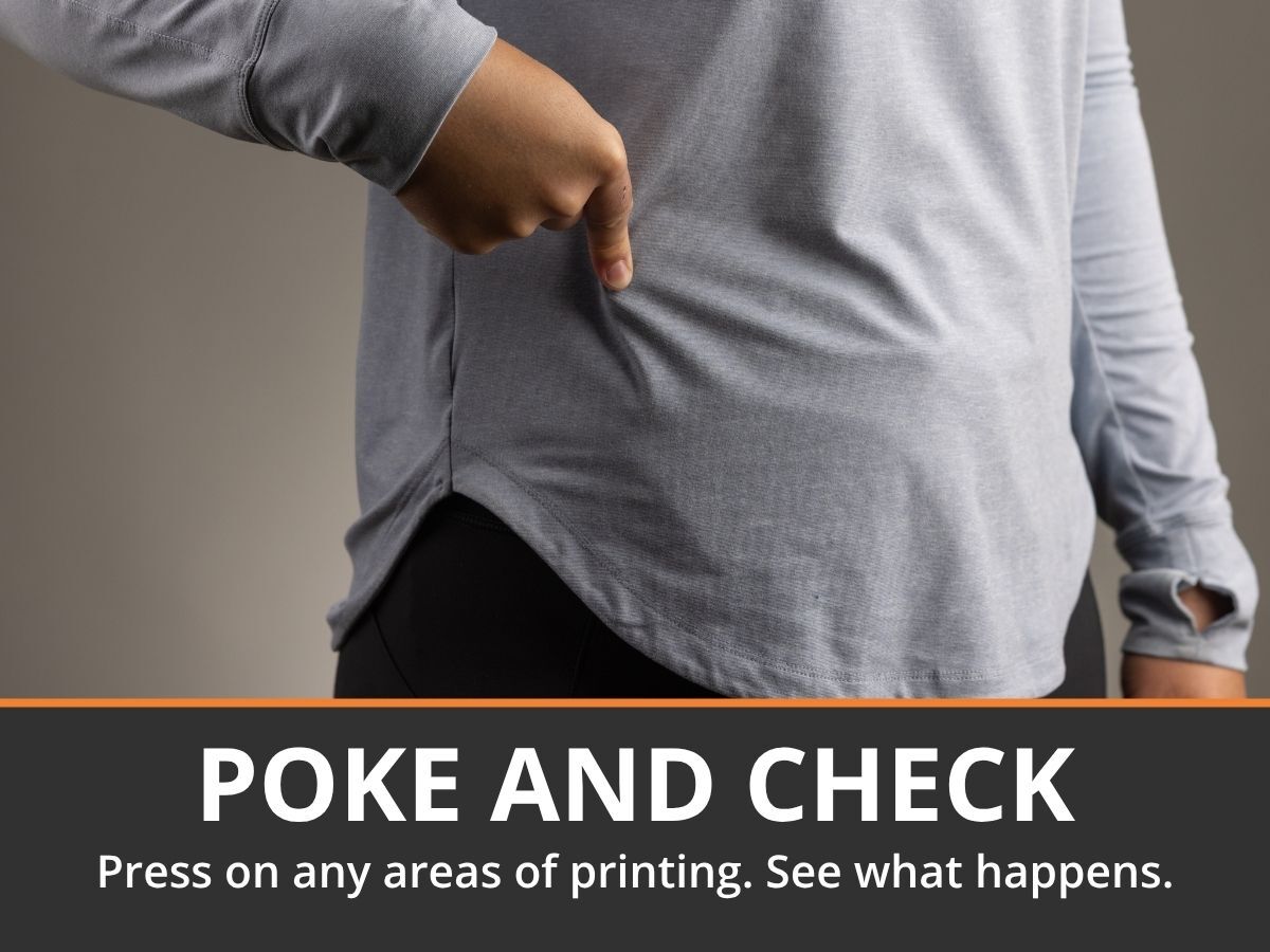 Demonstrating the Poke and Check method to identify and fix gun printing.