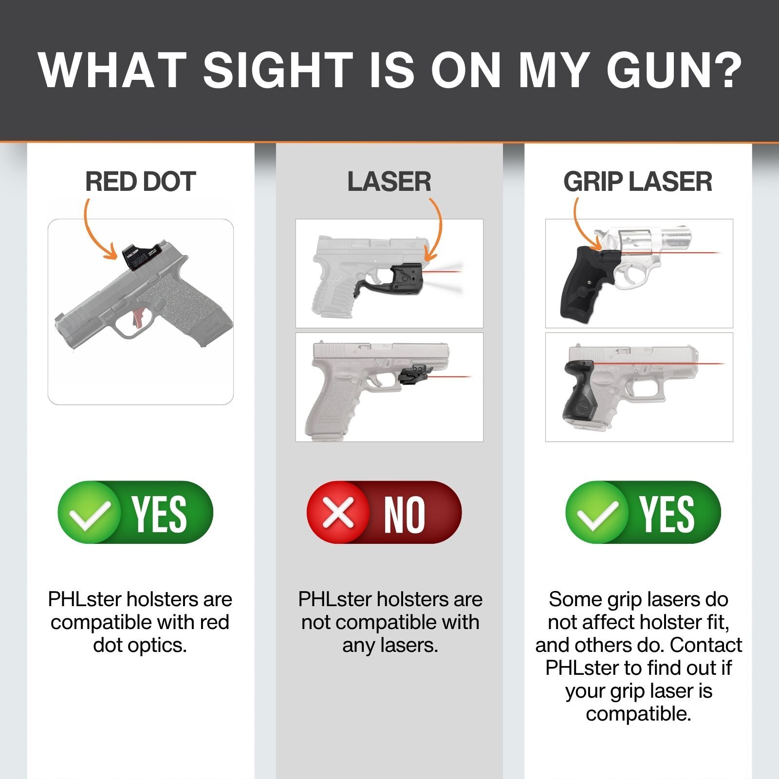 Optics compatible — red dot and laser sight holster compatibility