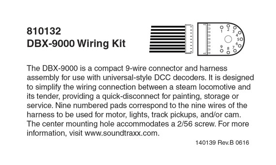 DBX-9000 Locomotive-to-Tender Wiring Kit DBX-9000 Locomotive-to-Tender Wiring Kit