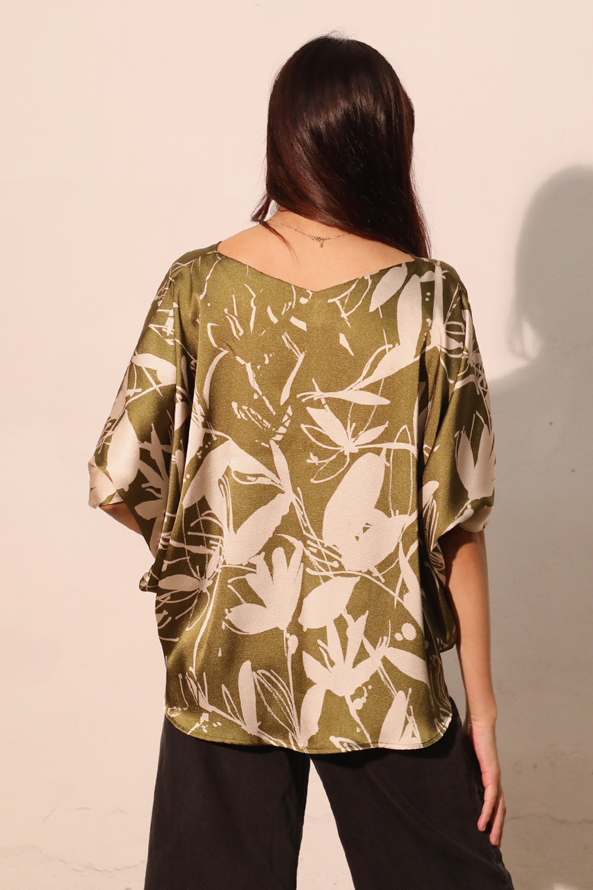 L'Appartement Silk*CTN ハンソデ TOPS◆カーキ moss-green-sun-zero-blackout-