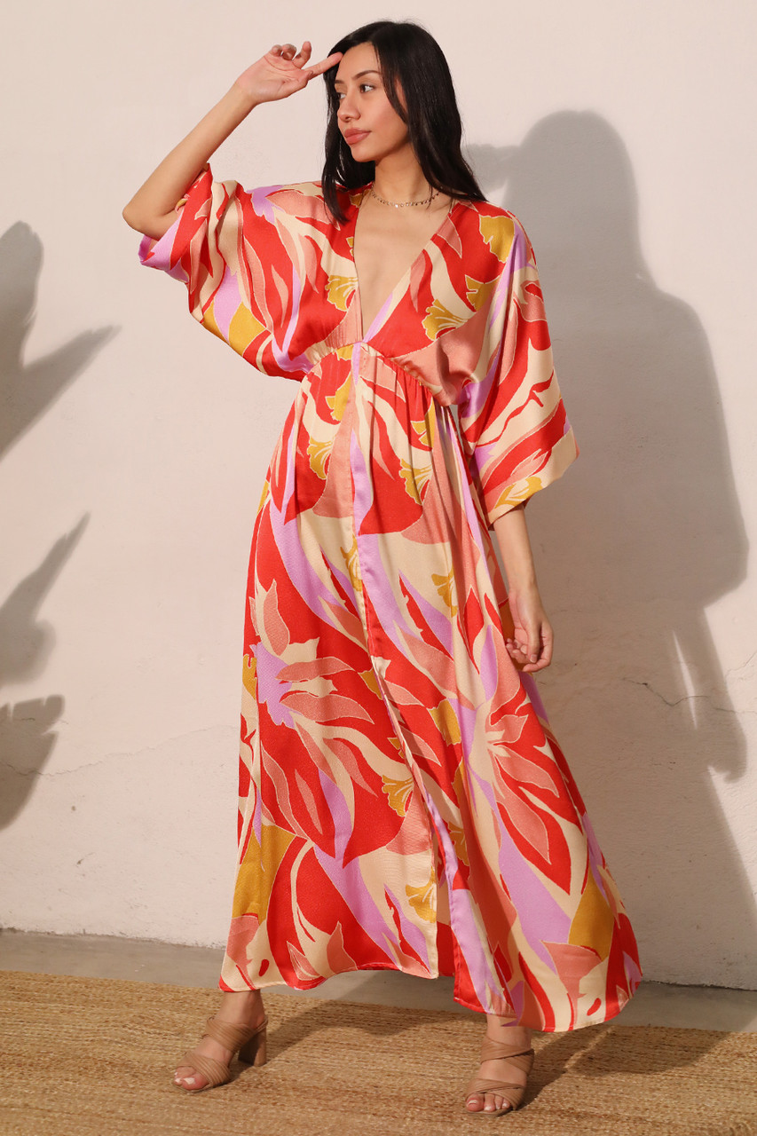 floral print wrap maxi dress Summer Breeze Floral Wrap Maxi Dress